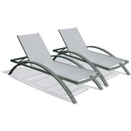 Bain de soleil en aluminium et toile plastifiée - Lot de 2 - DCB Garden