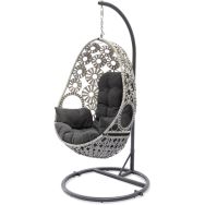 Balancelle jardin Samoa avec coussin gris anthracite ecru