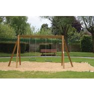 Balançoire 2 m tout bois - 2 balançoires - scellement direct