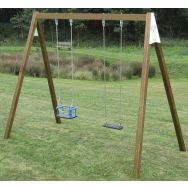 Balançoire 2m tout bois- 1 balançoire-1 nacelle bébé-scellement direct