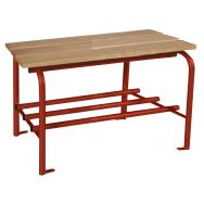 Banc-vestiaire bois avec grille porte-sacs 1 m - Rouge