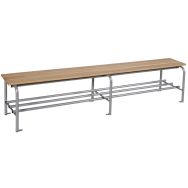 Banc-vestiaire bois avec grille porte-sacs 2 m - Gris