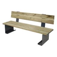 Banc Acmon 200x45x78cm dossier - pin piètement acier galva laqué gris RAL 7016