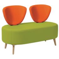 Banc BULLE 2 dossiers pied bois enduit PVC Orange/Anis