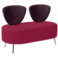 Banc BULLE 2 dossiers pied métal enduit PVC Prune/Fuchsia