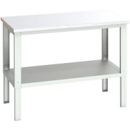 Banc Cubio acier avec étagère-1500x900x740-1140mm-Bleu