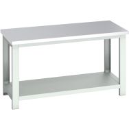 Banc Cubio acier inoxydable avec étagère-1500x750x840mm-Bleu