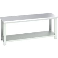 Banc Cubio acier inoxydable avec étagère-2000x750x840mm-Bleu