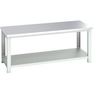 Banc Cubio acier inoxydable avec étagère-2000x900x840mm-Bleu