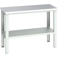 Banc Cubio acier inoxydable étagère-1500x750x740-1140mm-Bleu