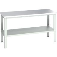 Banc Cubio acier inoxydable étagère-2000x900x740-1140mm-Bleu