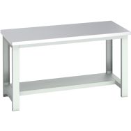 Banc Cubio acier inoxydable mi-étagère-1500x750x840mm-Bleu