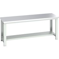 Banc Cubio acier inoxydable mi-étagère-2000x750x840mm-Bleu