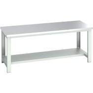 Banc Cubio acier inoxydable mi-étagère-2000x900x840mm-Bleu