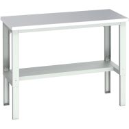 Banc Cubio inox mi-étagère-1500x750x740-1140mm-Bleu