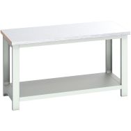 Banc Cubio revêtement acier avec étagère-1500x750x840mm-Bleu