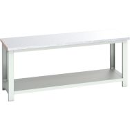 Banc Cubio revêtement acier avec étagère-2000x750x840mm-Bleu