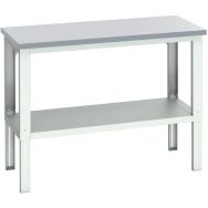 Banc Cubio stratifié étagère-1500x750x740-1140mm-Bleu