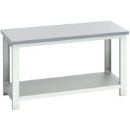 Banc Cubio stratifié étagère-1500x750x840mm-Bleu