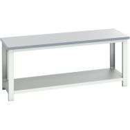 Banc Cubio stratifié étagère-2000x750x840mm-Bleu