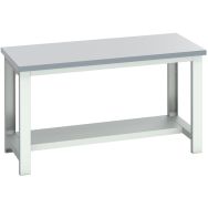 Banc Cubio stratifié mi étagère-1500x750x840mm-Bleu
