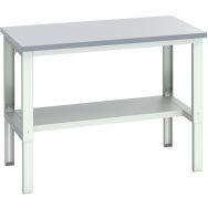 Banc Cubio stratifié mi étagère-1500x900x740-1140mm-Bleu