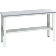 Banc Cubio stratifié mi étagère-2000x750x740-1140mm-Bleu