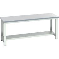 Banc Cubio stratifié mi étagère-2000x750x840mm-Bleu