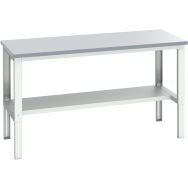 Banc Cubio stratifié mi étagère-2000x900x740-1140mm-Bleu