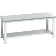 Banc Cubio stratifié mi étagère-2000x900x840mm-Bleu