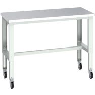 Banc Cubio sur roues inox-1500x750x840-1140mm-Bleu