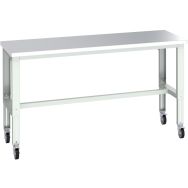 Banc Cubio sur roues inox-2000x750x840-1140mm-Bleu