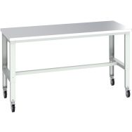 Banc Cubio sur roues inox-2000x900x840-1140mm-Bleu