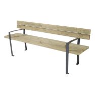 Banc Lycos 200 x 53 x 80 cm pin piètement acier galva laqué gris 7016