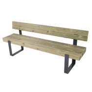 Banc Mylos 200 x 44 x 78 cm - pin piètement acier galva laqué gris RAL 7016