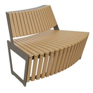 Banc RIGA 128 cm cintré lames bois/acier taupe 7006