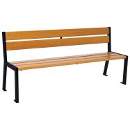 Banc Silaos 1.80 m 5 lames acier/bois - noir 9005/chêne clair
