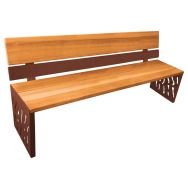 Banc Venise 1.80m acier - dossier acier/bois aspect corten/chêne clair