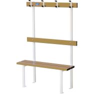 Banc vestiaire sur pieds avec porte-patères L1m GES assise Bois