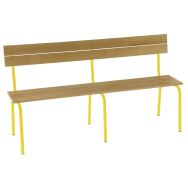 Banc assise 3 lames avec dossier - Longueur 200 cm - T6 - Jaune
