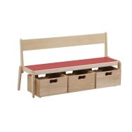 Banc avec dossier+bacs T2 Lili assise bois corail