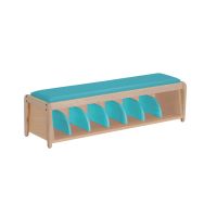Banc d'accueil Lili assise bois coloris bleu turquoise
