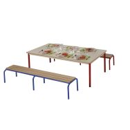 Banc empilable 3 lames Chloé 200 cm T1 bleu RAL 5015