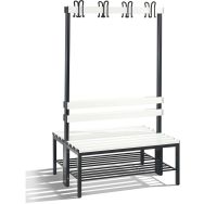 Banc patère pvc CP Double face - Avec dossier et grille chaussures