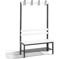 Banc patère pvc CP Simple face - Avec dossier et grille chaussures