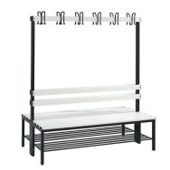 Banc pvc - 8 à 16 patères - Double face - Avec grille chaussures - CP