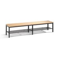 Banc vestiaire bois - avec grille chaussures - CP - 1960 mm