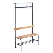 Banc vestiaire lattes bois 1 ou 2 m 4 à 8 patères avec grille chaussures à l'unité