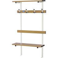 Banc vestiaire mur sol porte patère et porte sac GES assise bois alu