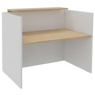 Banque accueil L.145 cm blanc perle / chêne clair
